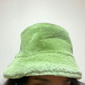 Green plush bucket hat!